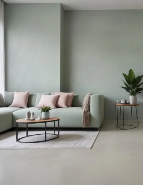 Microcement feature wall in green