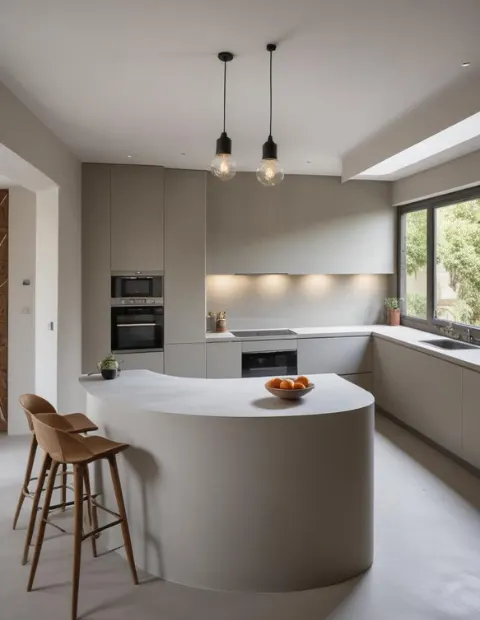 Microcement kitchen island