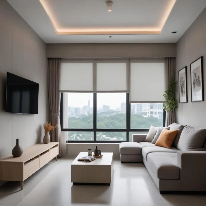 Microcement living room in a five room flat
