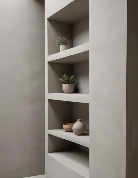 Microcement inset shelving